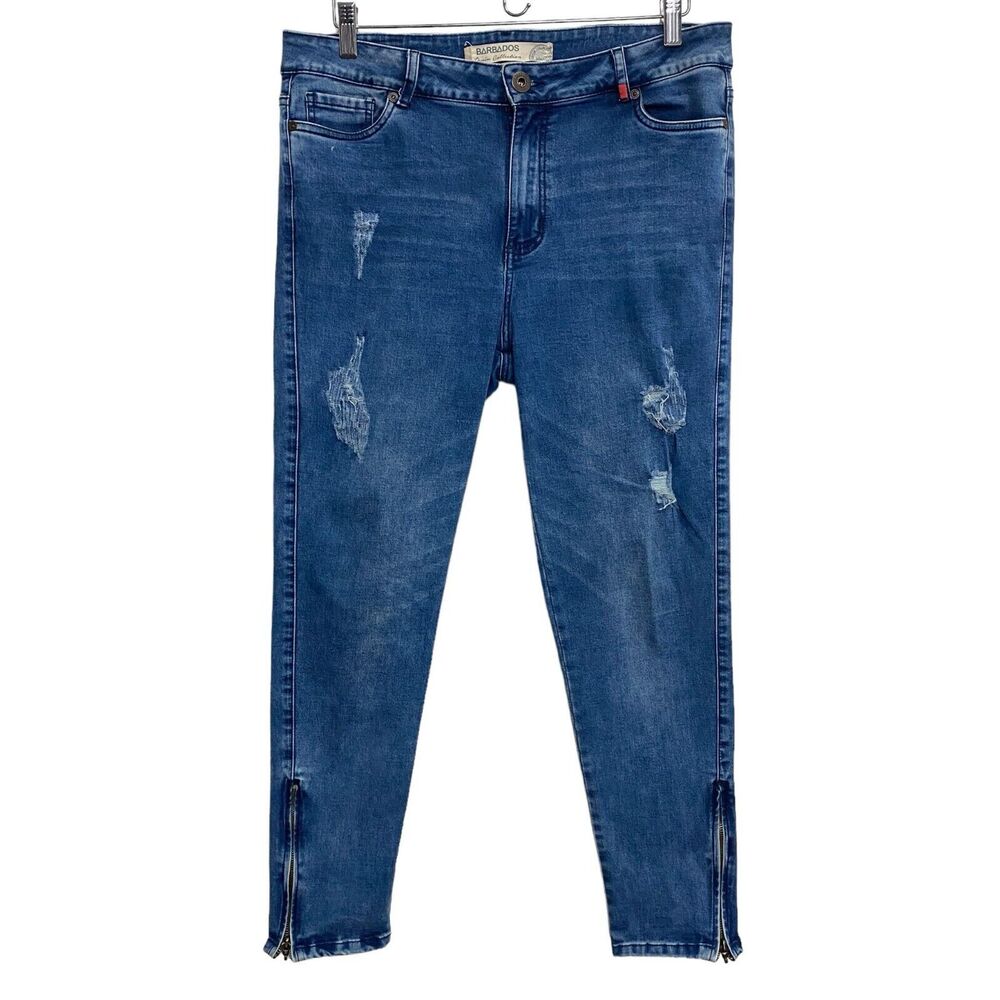 Barbados Felicia Core Women's Sz‎ 34 Denim Stretch Destroyed Blue Jeans